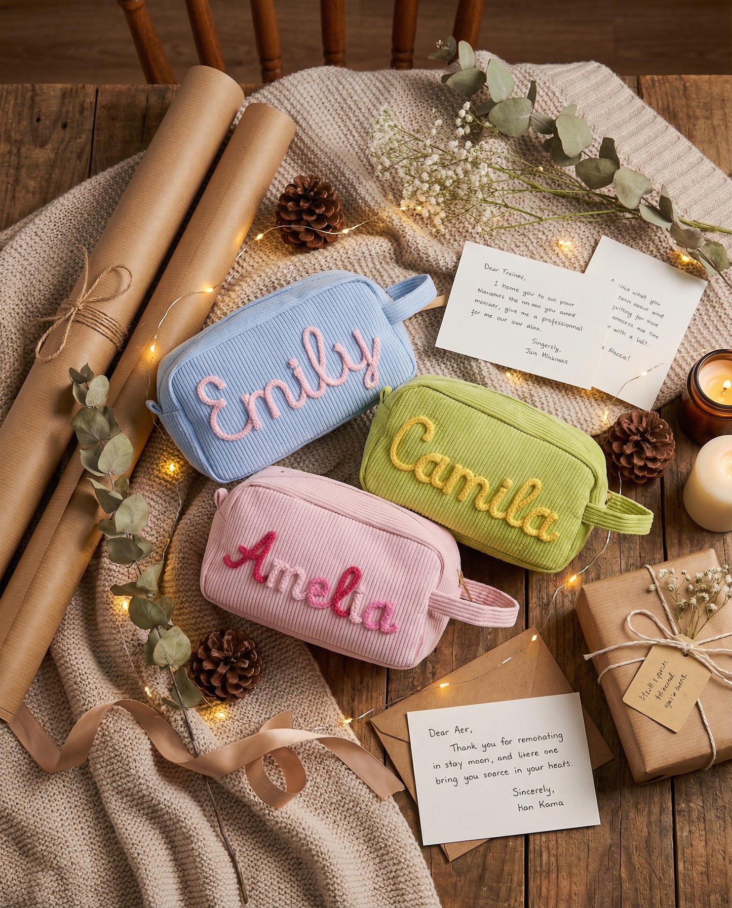 Personalized Name Corduroy Pencil Case: Custom Children's Gift,Custom Zipper Pencil Case,Baby Shower Gifts, Makeup bags,Back to School
