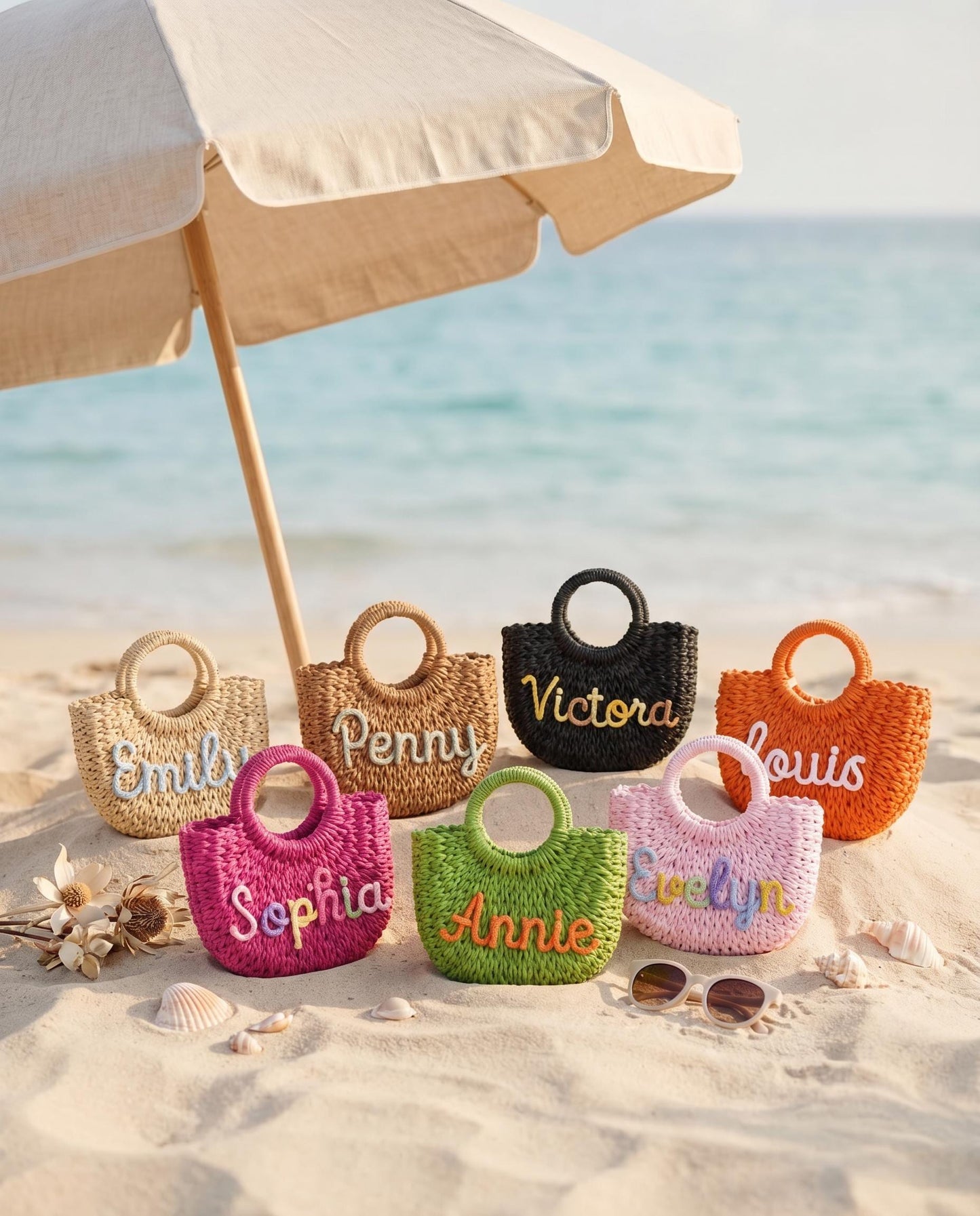 Custom Beach Straw tote bag,Personalized Beach tote Bag,Custom Straw Handbag,Custom Beach tote bag,Handwoven crossbody Bag,Mother's day Gift