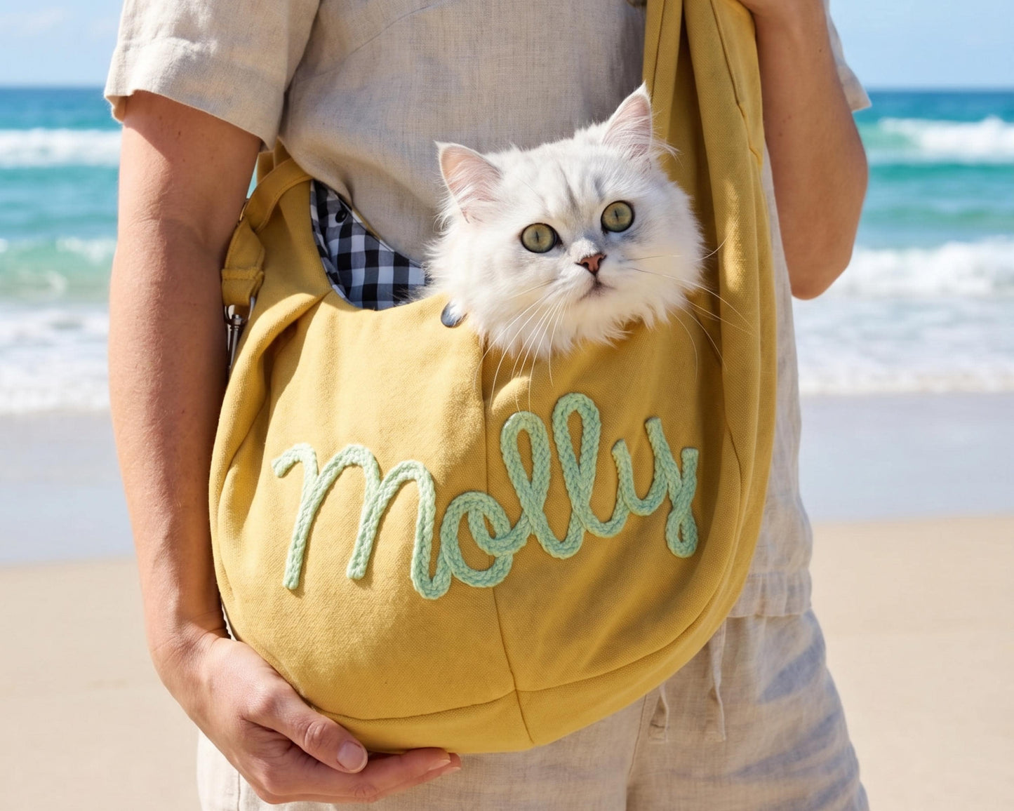Personalized Pet Sling Bag, Custom Dog Carrier, Embroidered Pet Bag, Small Dog & Cat Carrier, Hands Free Puppy Tote, Pet Lover Gift