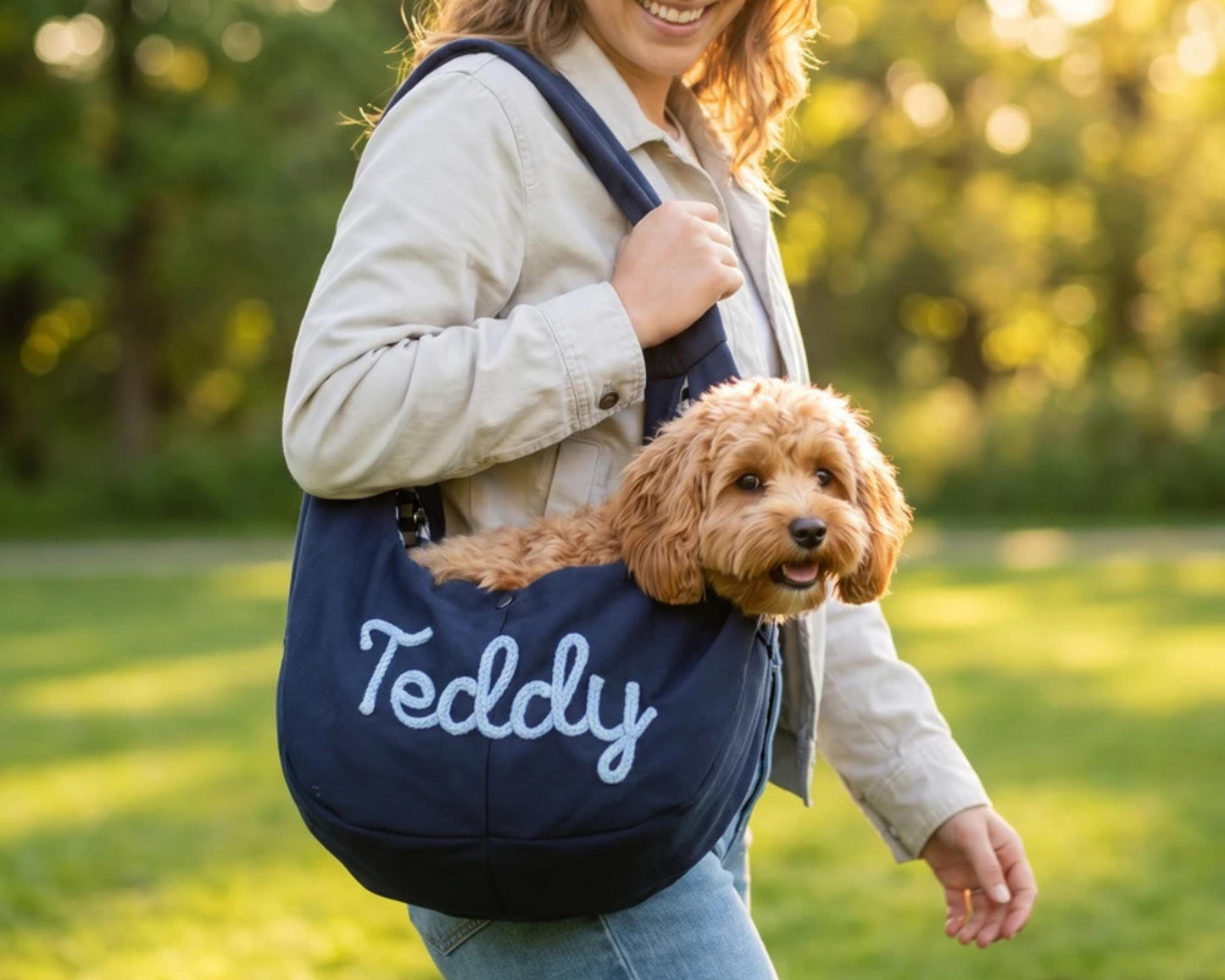 Personalized Pet Sling Bag, Custom Dog Carrier, Embroidered Pet Bag, Small Dog & Cat Carrier, Hands Free Puppy Tote, Pet Lover Gift