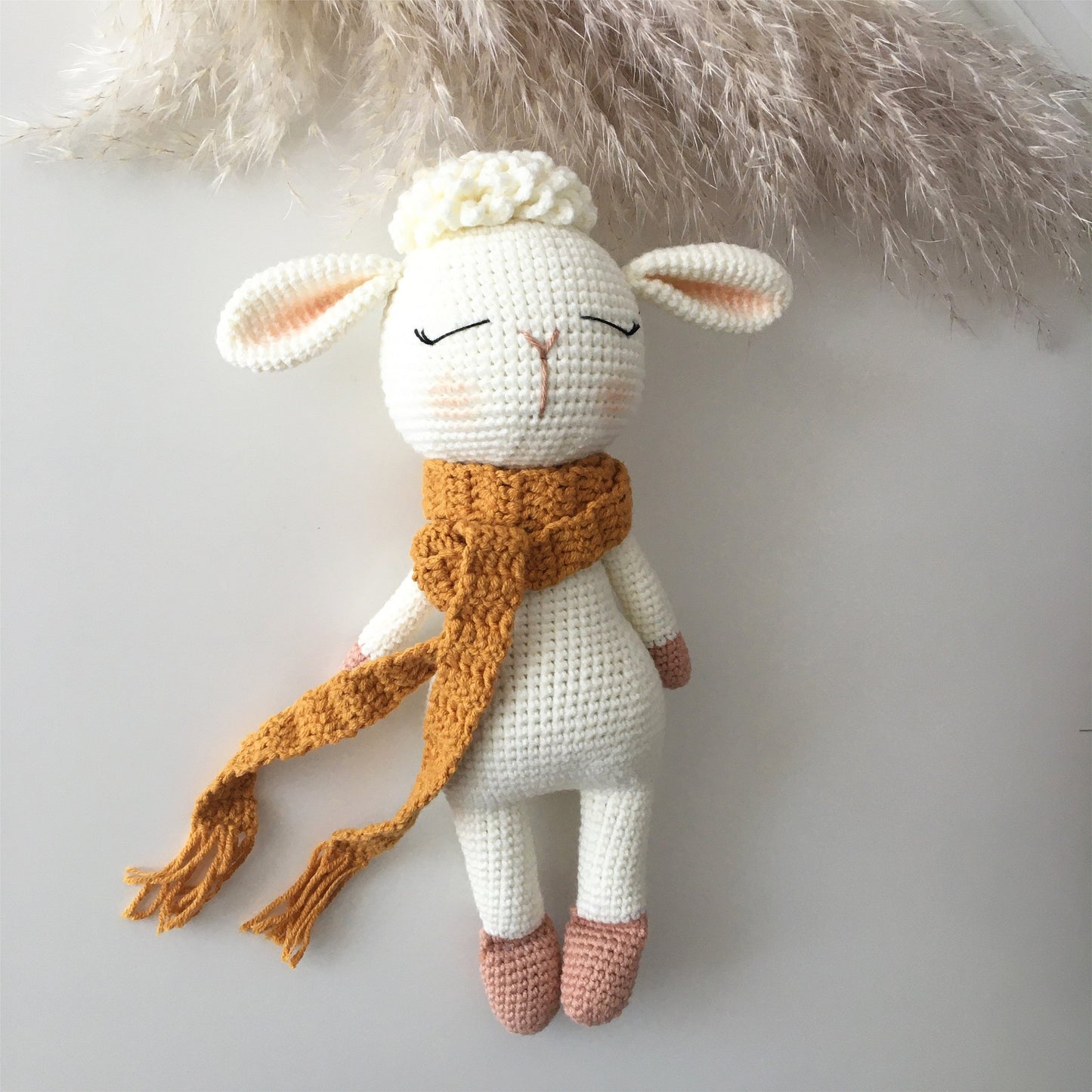 Handmade Crochet Lamb Doll: Organic Cotton Amigurumi Animal Toy