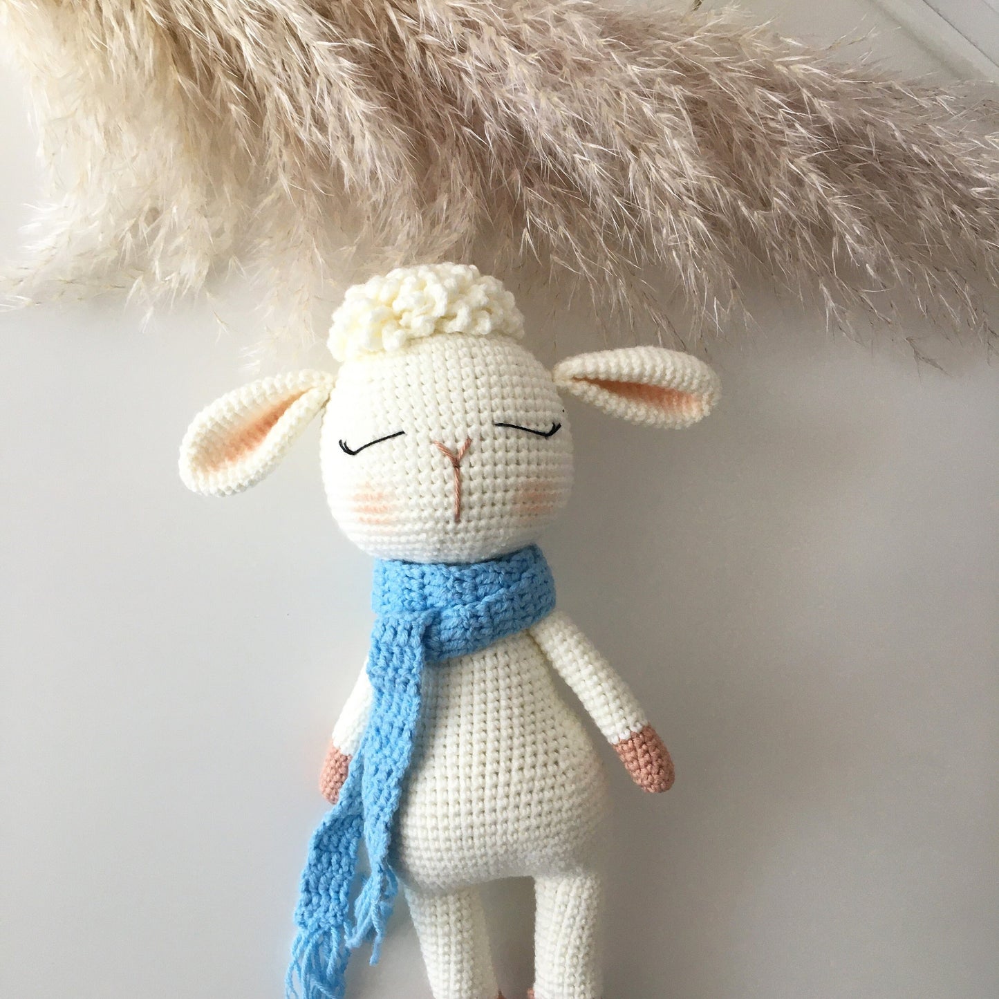 Handmade Crochet Lamb Doll: Organic Cotton Amigurumi Animal Toy