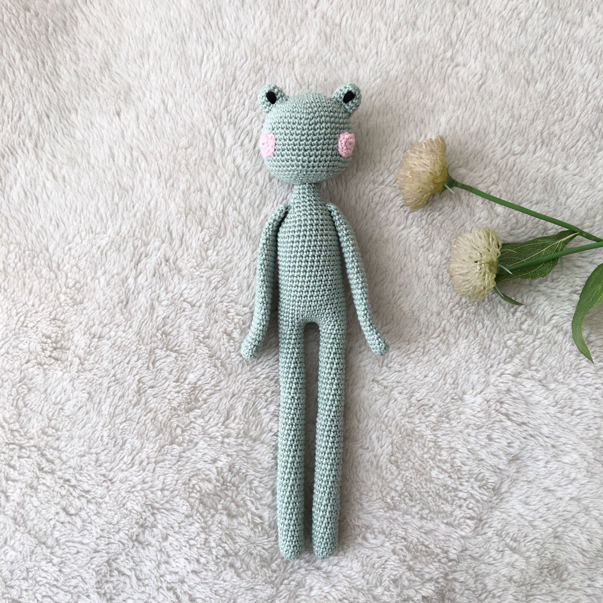 Crochet Frog Toy: Handmade Knitted Cotton Amigurumi Plush