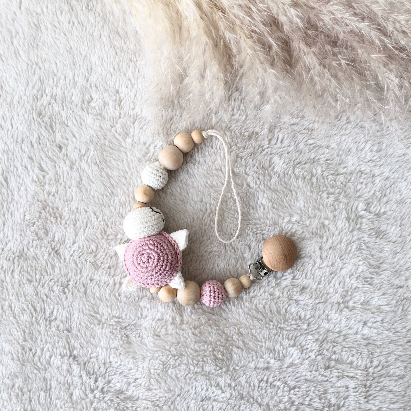 Personalized Crochet Turtle Pacifier Clip & Rattle Set