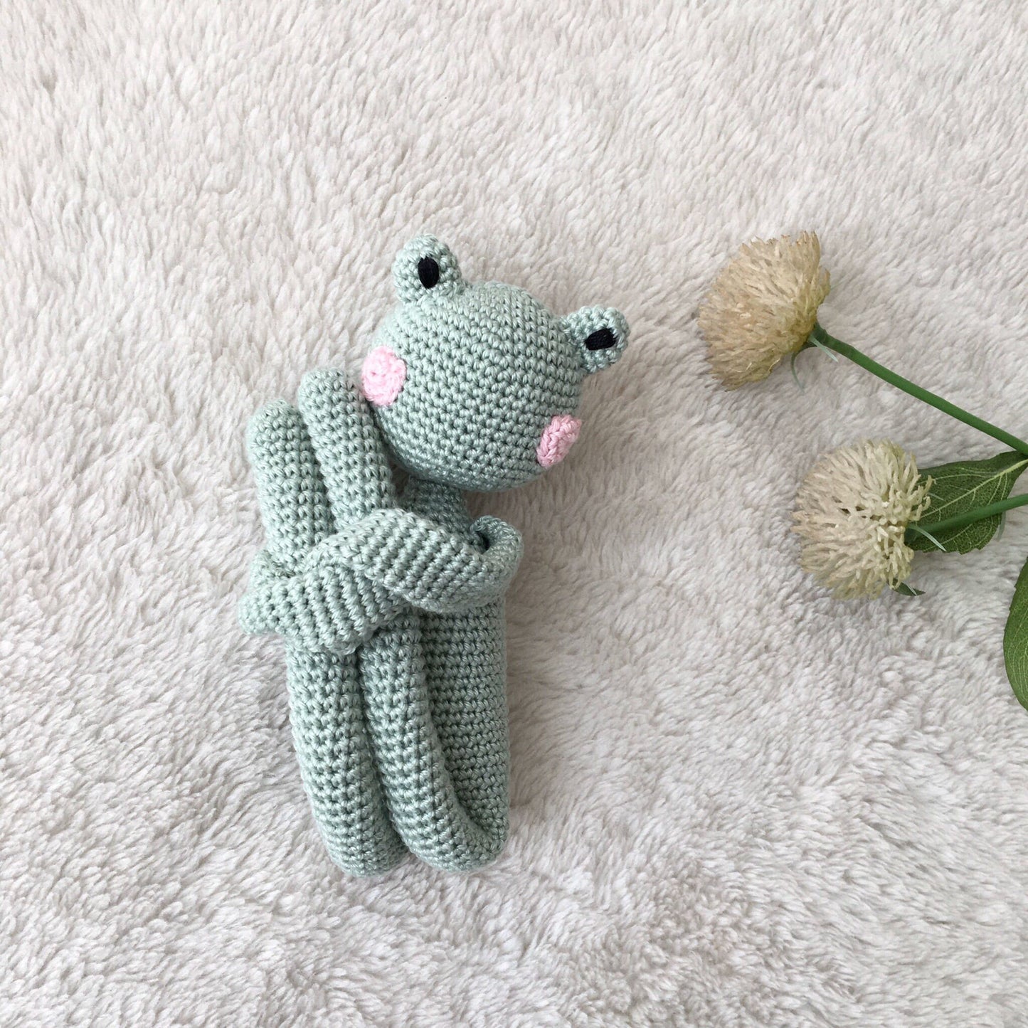 Crochet Frog Toy: Handmade Knitted Cotton Amigurumi Plush