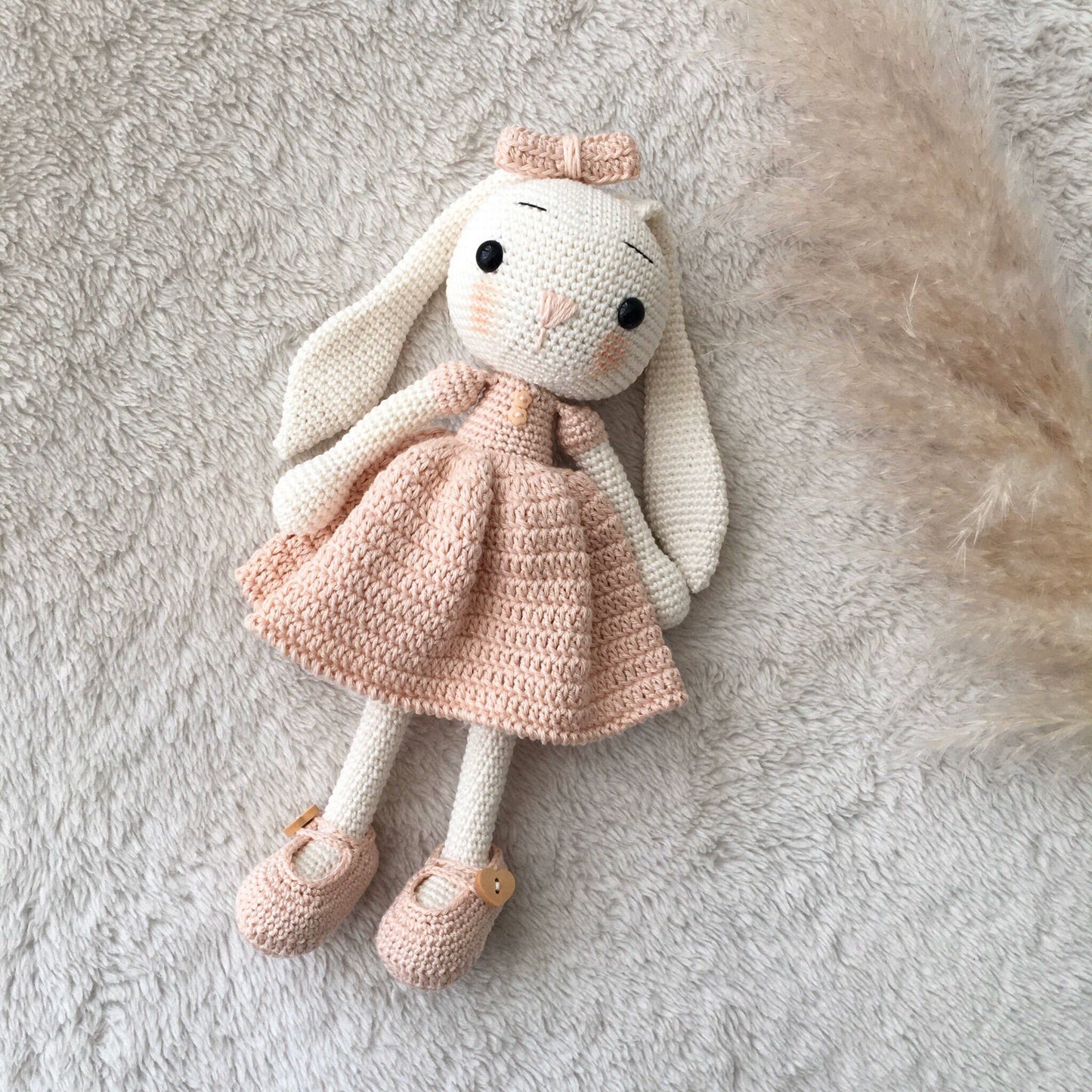 Handmade Crochet Bunny Doll: Organic Cotton Amigurumi Rabbit Toy