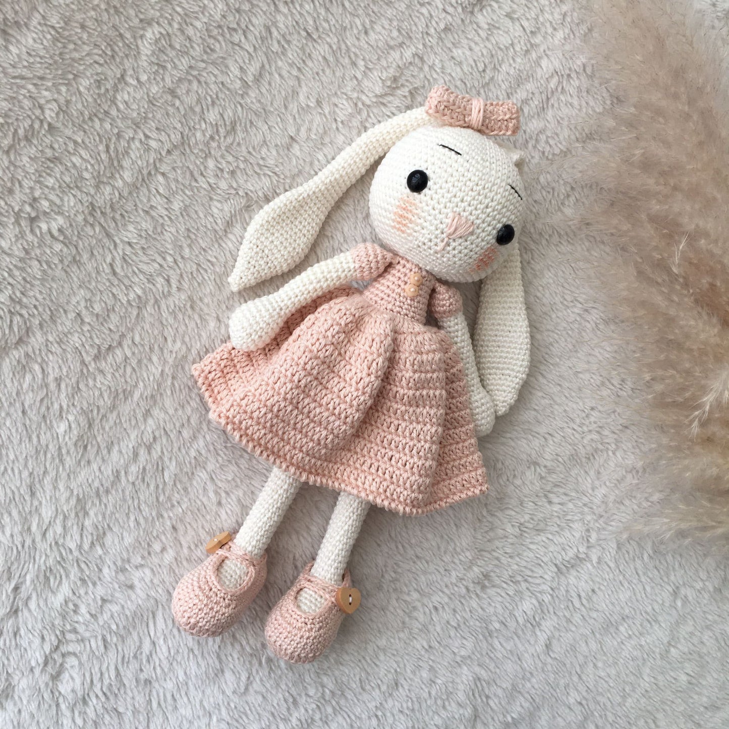 Handmade Crochet Bunny Doll: Organic Cotton Amigurumi Rabbit Toy