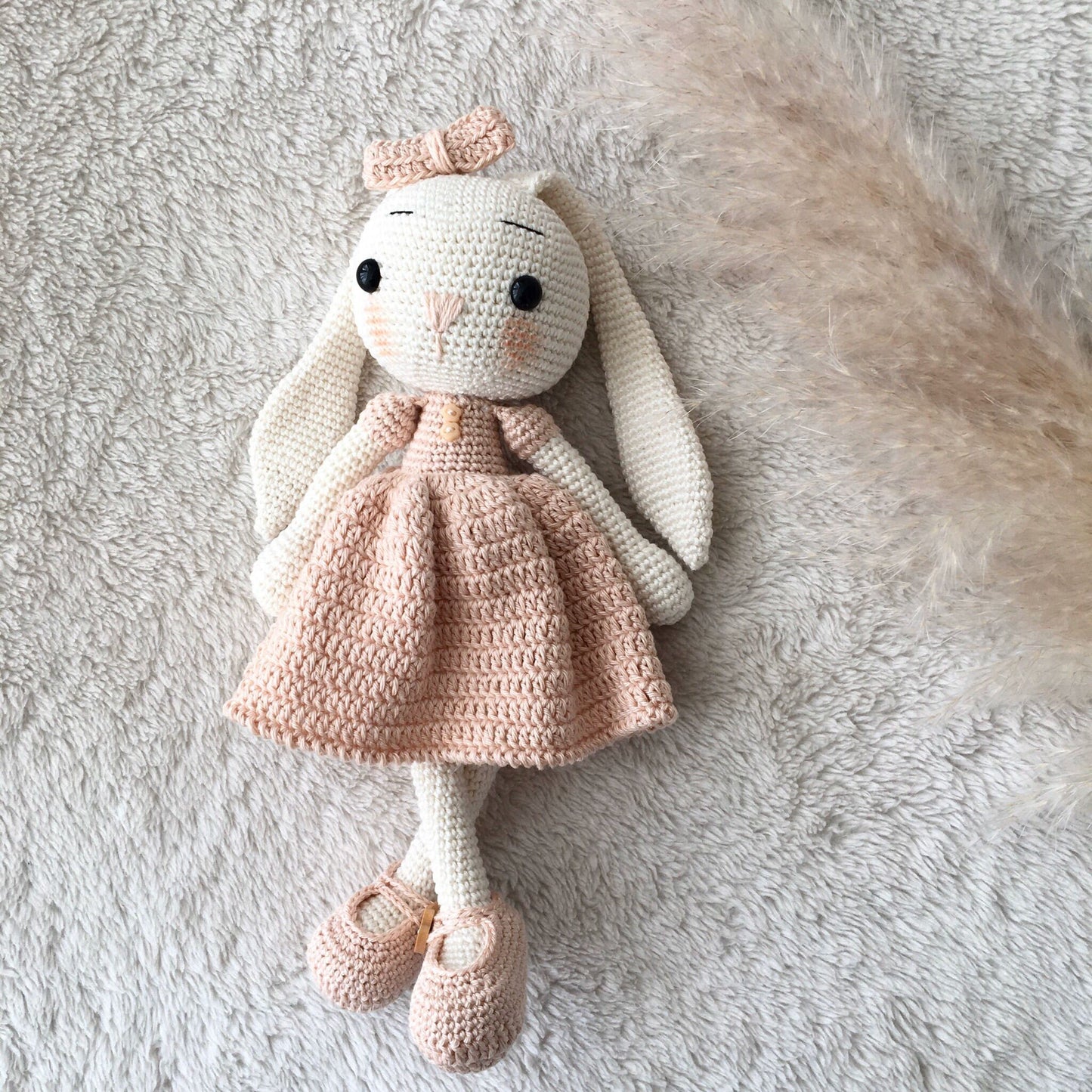 Handmade Crochet Bunny Doll: Organic Cotton Amigurumi Rabbit Toy