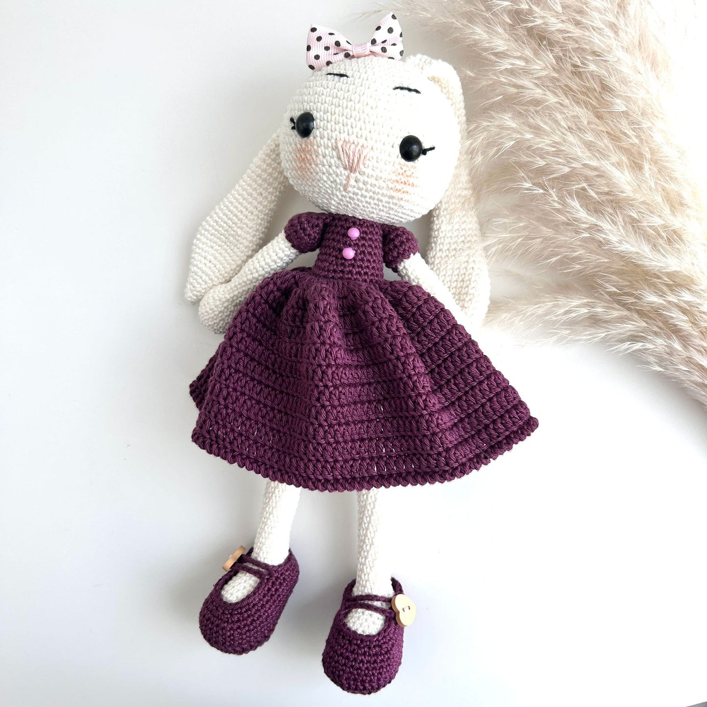 Handmade Crochet Rabbit Doll: Organic Cotton Amigurumi Toy