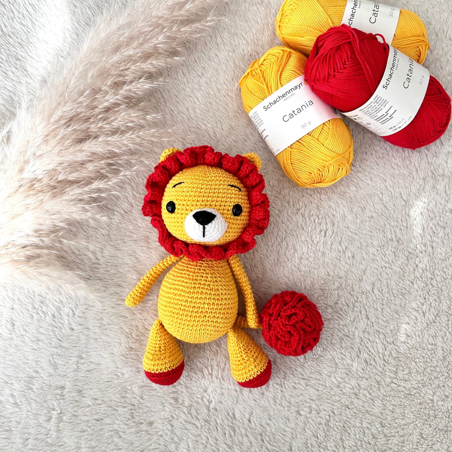 Crocheted Lion Amigurumi: Handmade Cotton Baby Toy