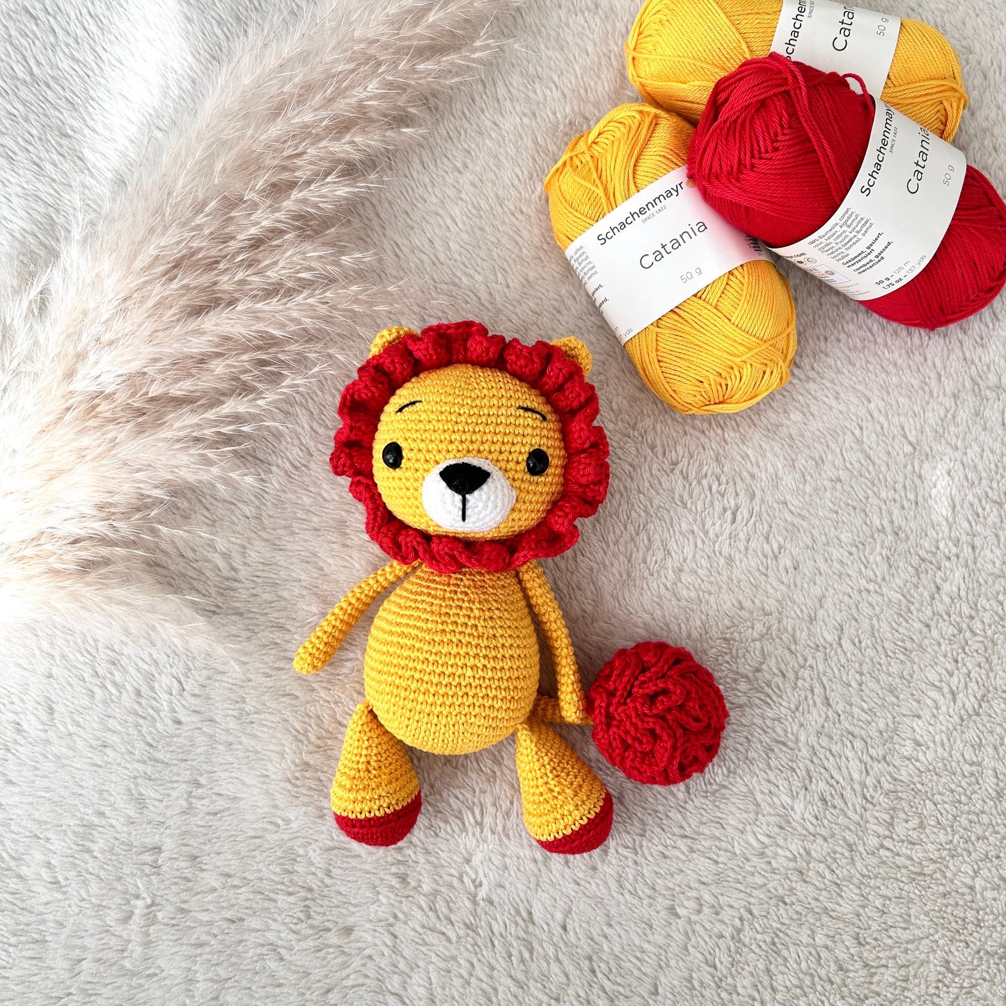 Crocheted Lion Amigurumi: Handmade Cotton Baby Toy