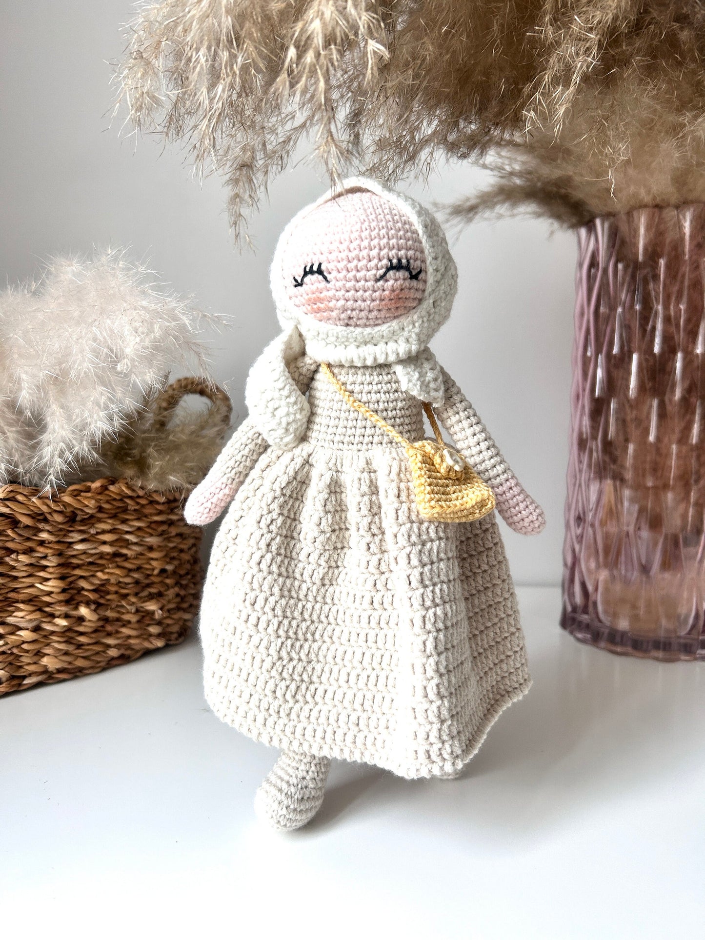 Handmade Crochet Hijab Doll: Organic Cotton Amigurumi Muslim Gift