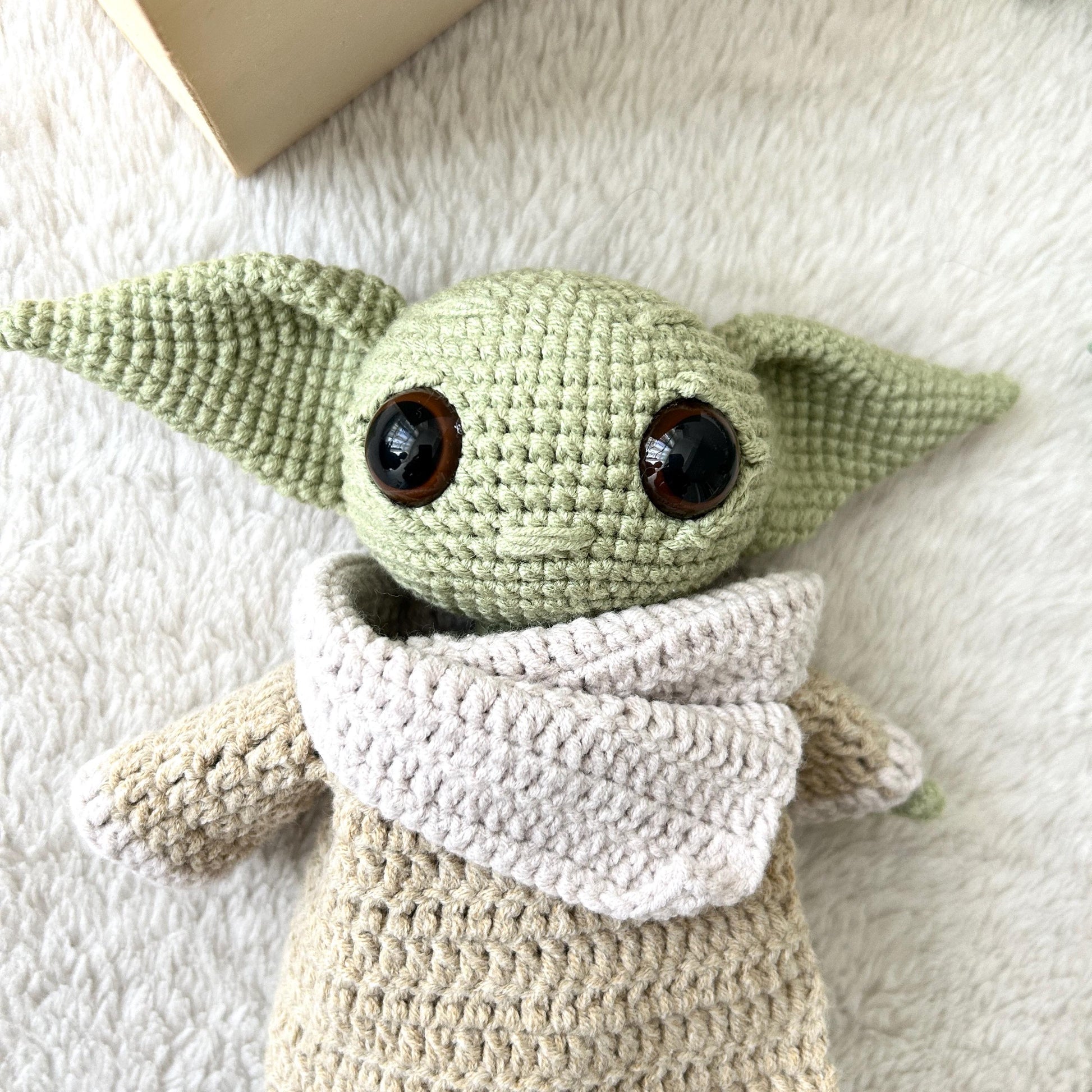 Handmade Cotton Crochet Baby Yoda Toy, Organic Grogu Doll
