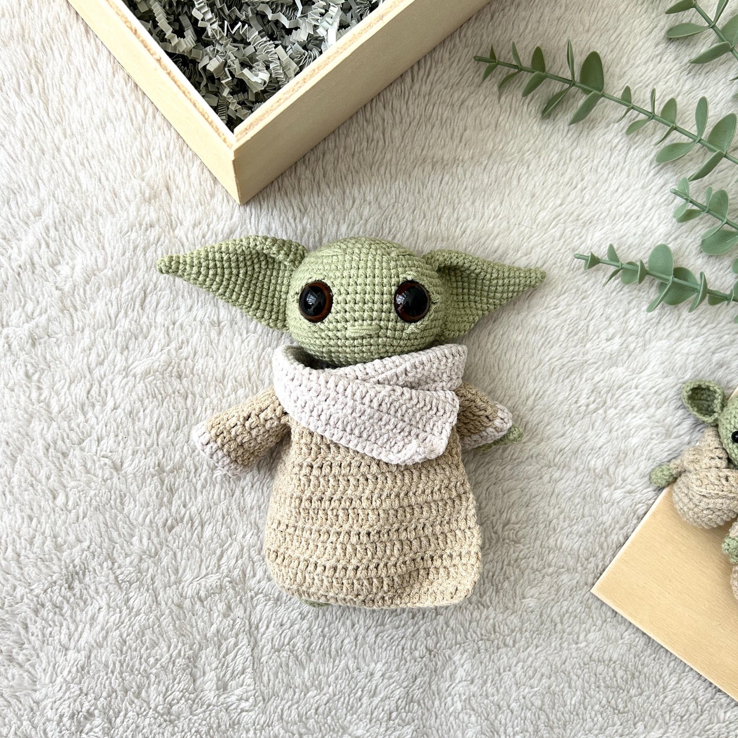 Handmade Cotton Crochet Baby Yoda Toy, Organic Grogu Doll