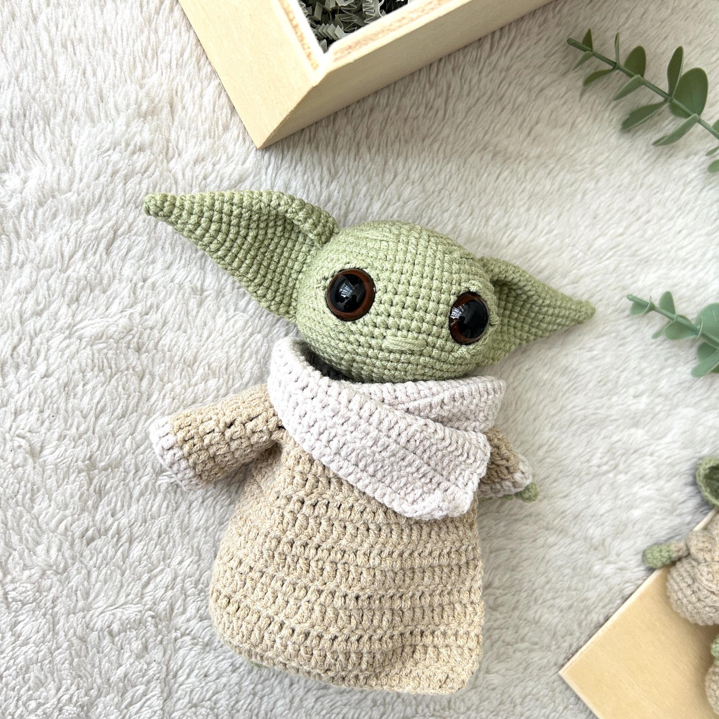 Handmade Cotton Crochet Baby Yoda Toy, Organic Grogu Doll