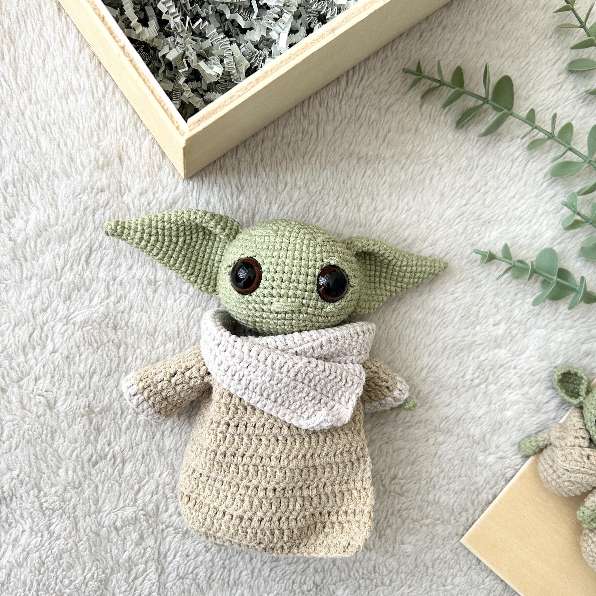 Handmade Cotton Crochet Baby Yoda Toy, Organic Grogu Doll