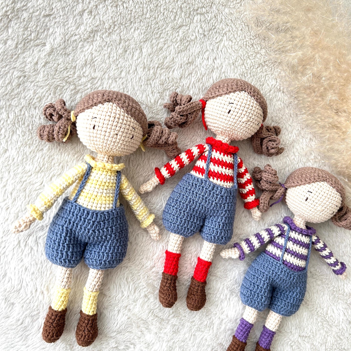 Handmade Crochet Doll: Organic Cotton Amigurumi Baby Girl Toy