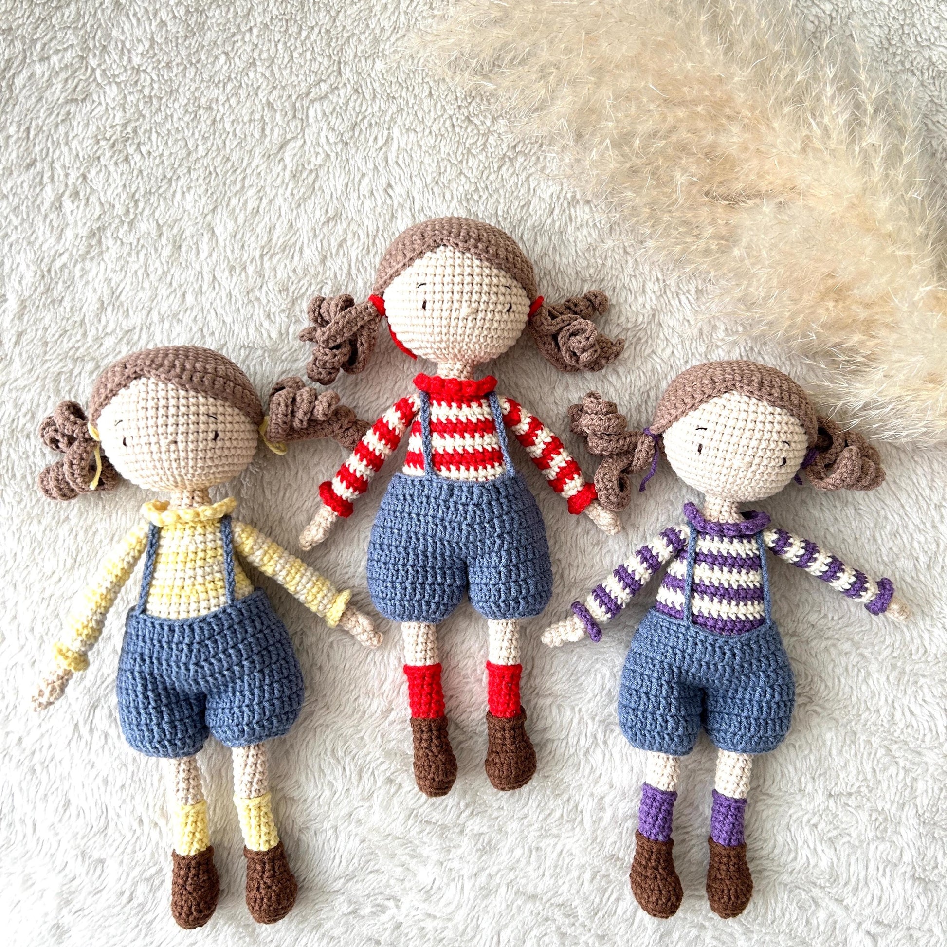 Handmade Crochet Doll: Organic Cotton Amigurumi Baby Girl Toy