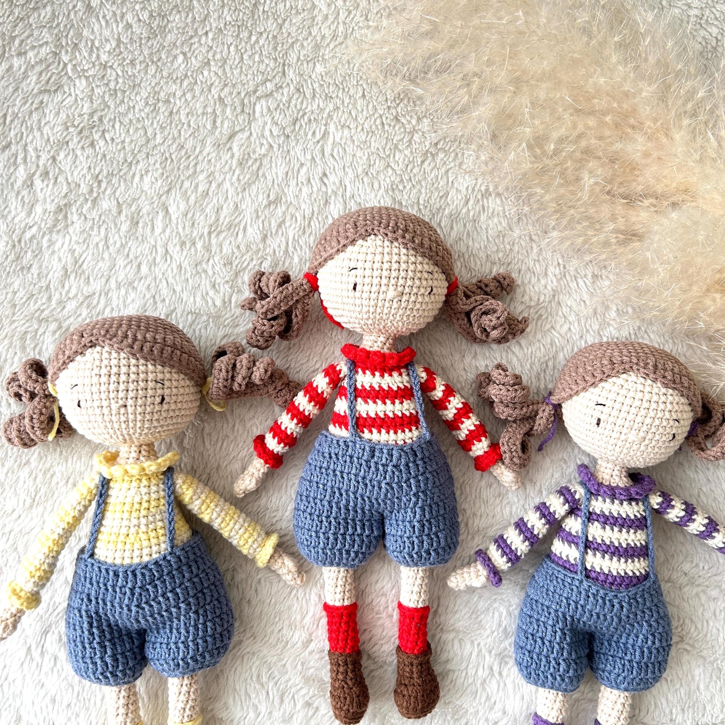 Handmade Crochet Doll: Organic Cotton Amigurumi Baby Girl Toy