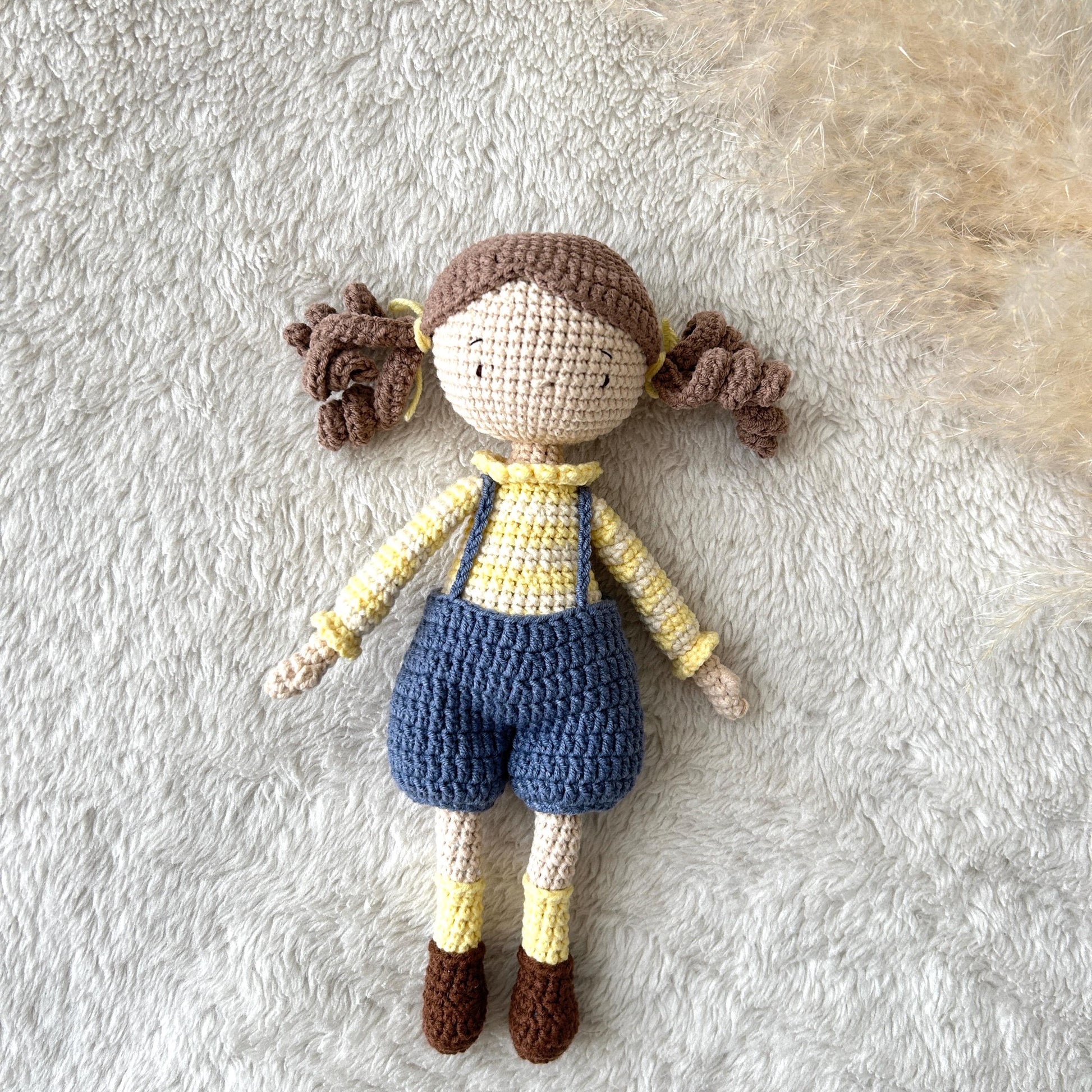 Handmade Crochet Doll: Organic Cotton Amigurumi Baby Girl Toy