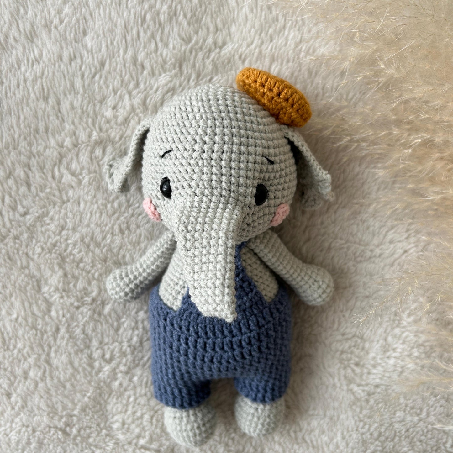 Handmade Crochet Elephant Toy: Organic Cotton Amigurumi Doll