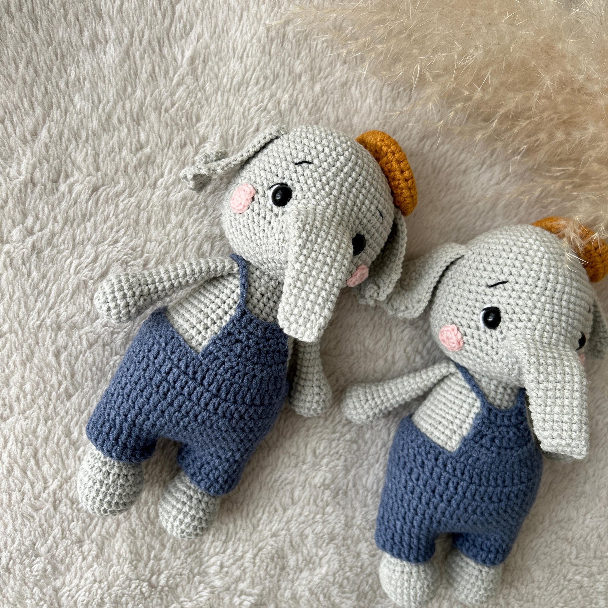 Handmade Crochet Elephant Toy: Organic Cotton Amigurumi Doll