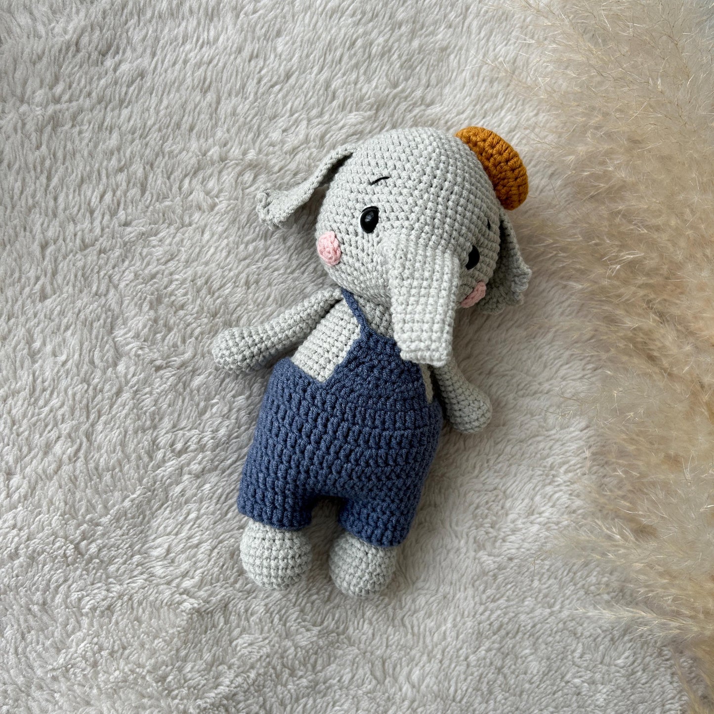 Handmade Crochet Elephant Toy: Organic Cotton Amigurumi Doll