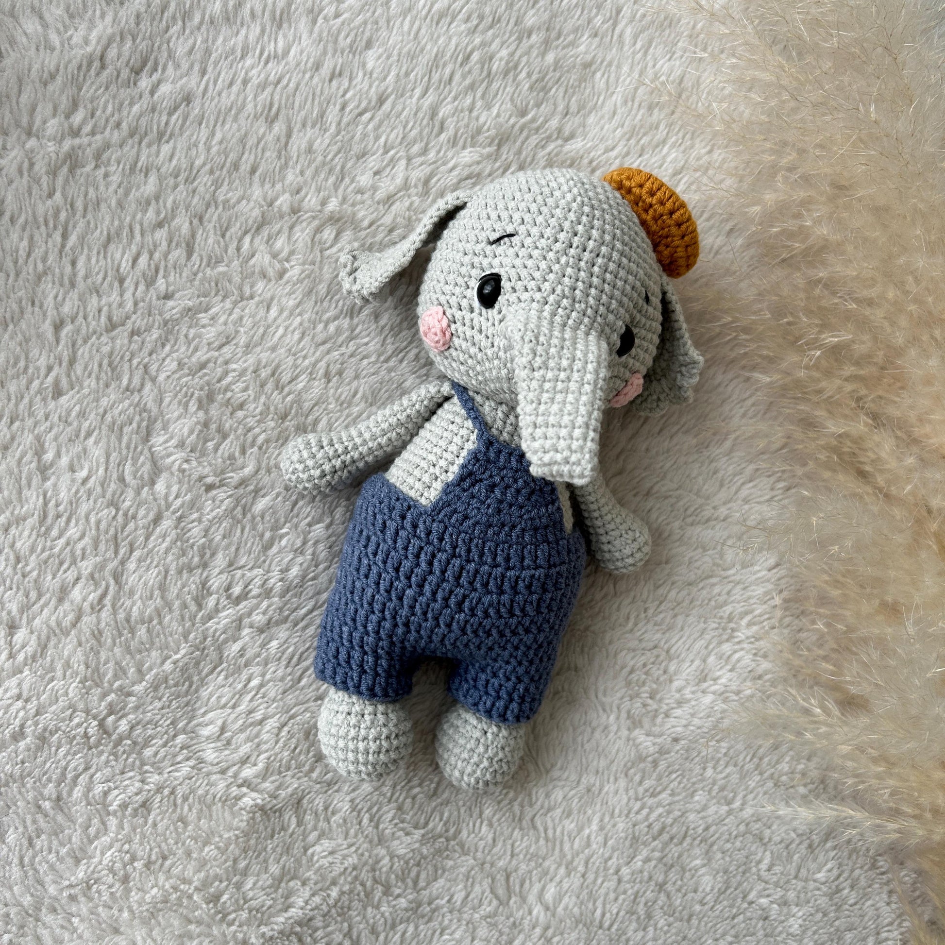 Handmade Crochet Elephant Toy: Organic Cotton Amigurumi Doll