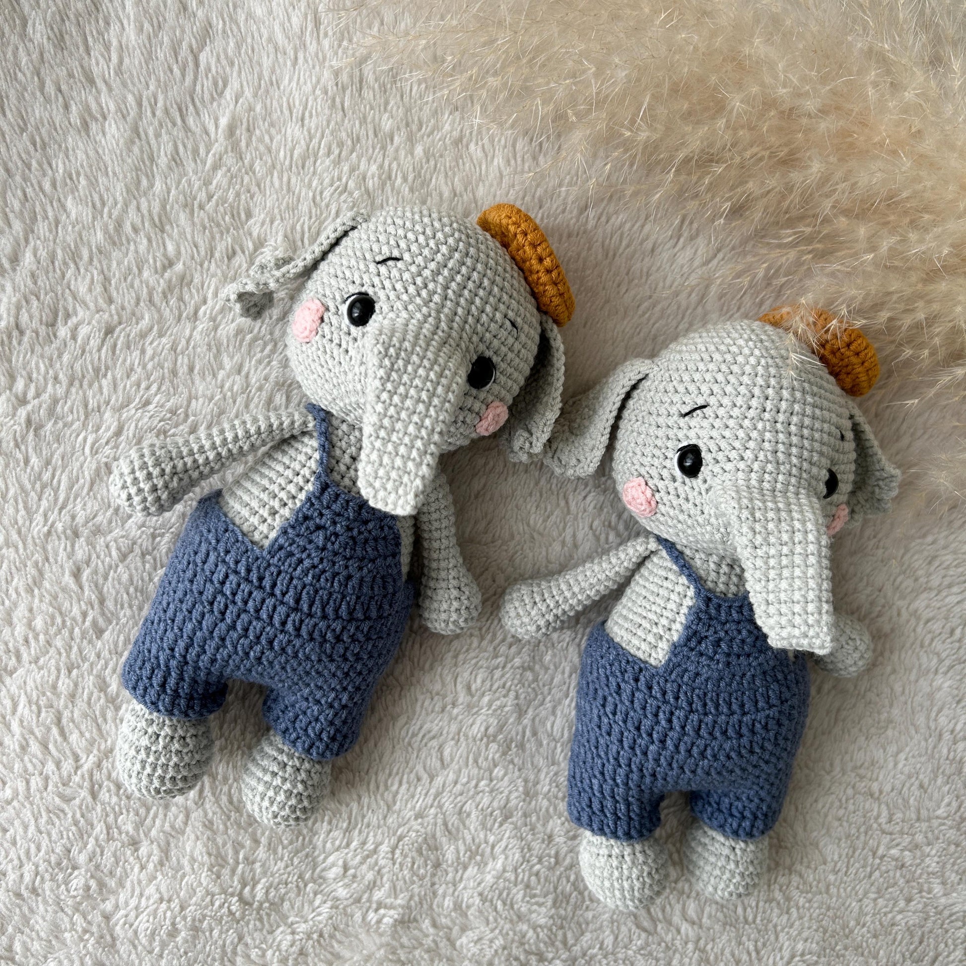 Handmade Crochet Elephant Toy: Organic Cotton Amigurumi Doll