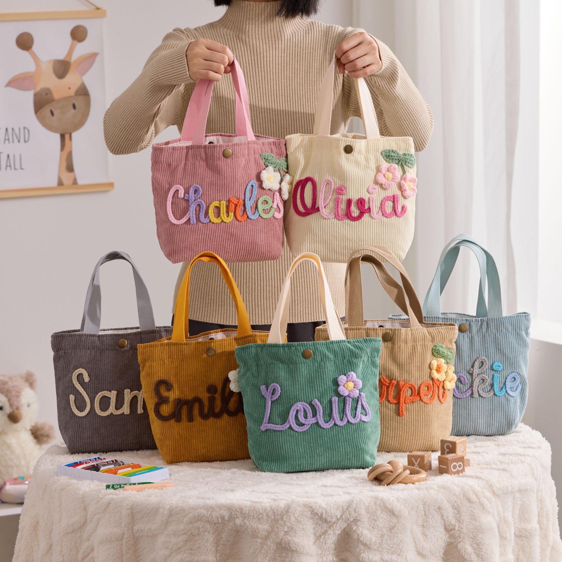 Personalized Name Tote Beach Handbag: Custom Children's Gift,Custom Name Tote Handbag,Baby Shower Gift, Children's name handbags,Summer Gift