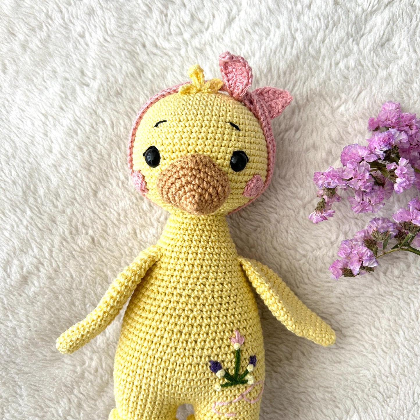 Crochet Duck Amigurumi: Handmade Organic Cotton Baby Toy