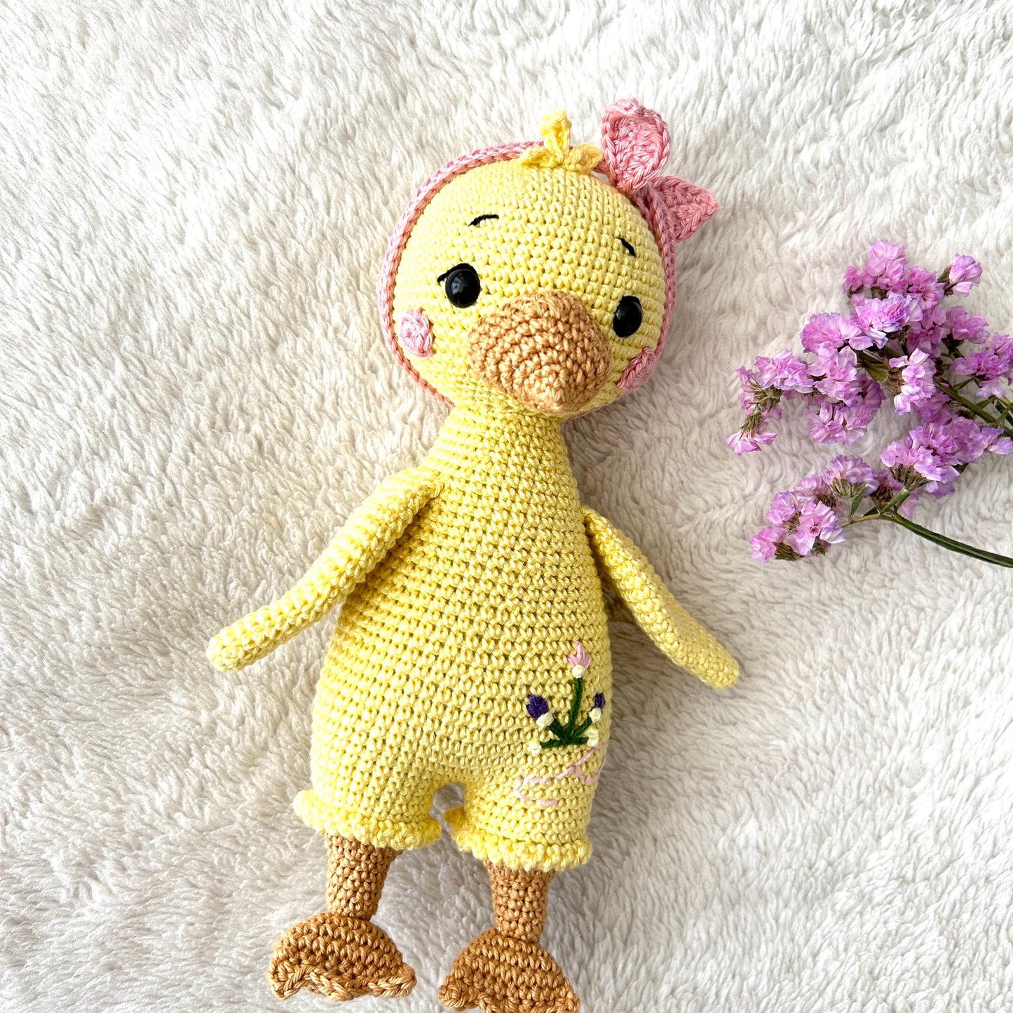 Crochet Duck Amigurumi: Handmade Organic Cotton Baby Toy