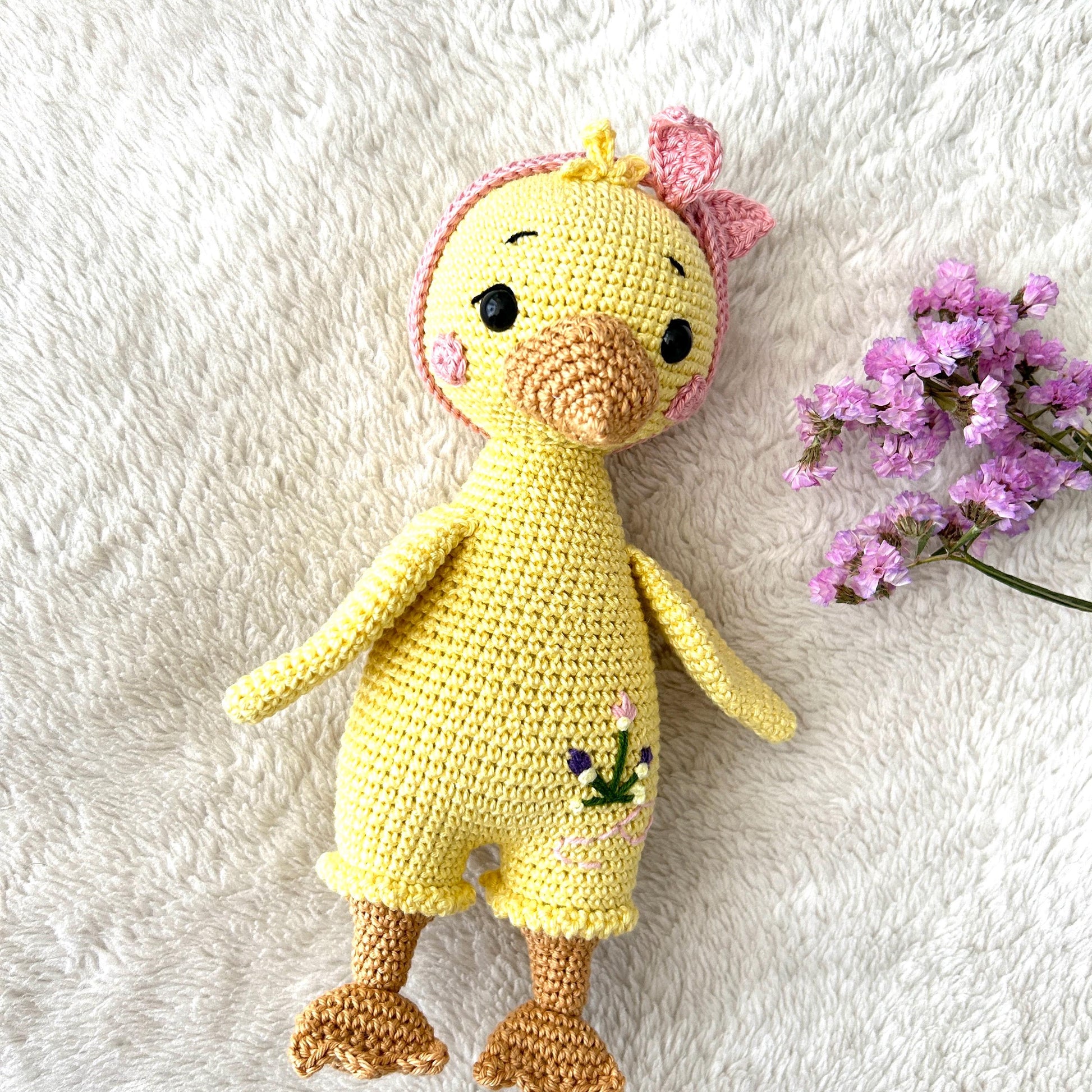 Crochet Duck Amigurumi: Handmade Organic Cotton Baby Toy