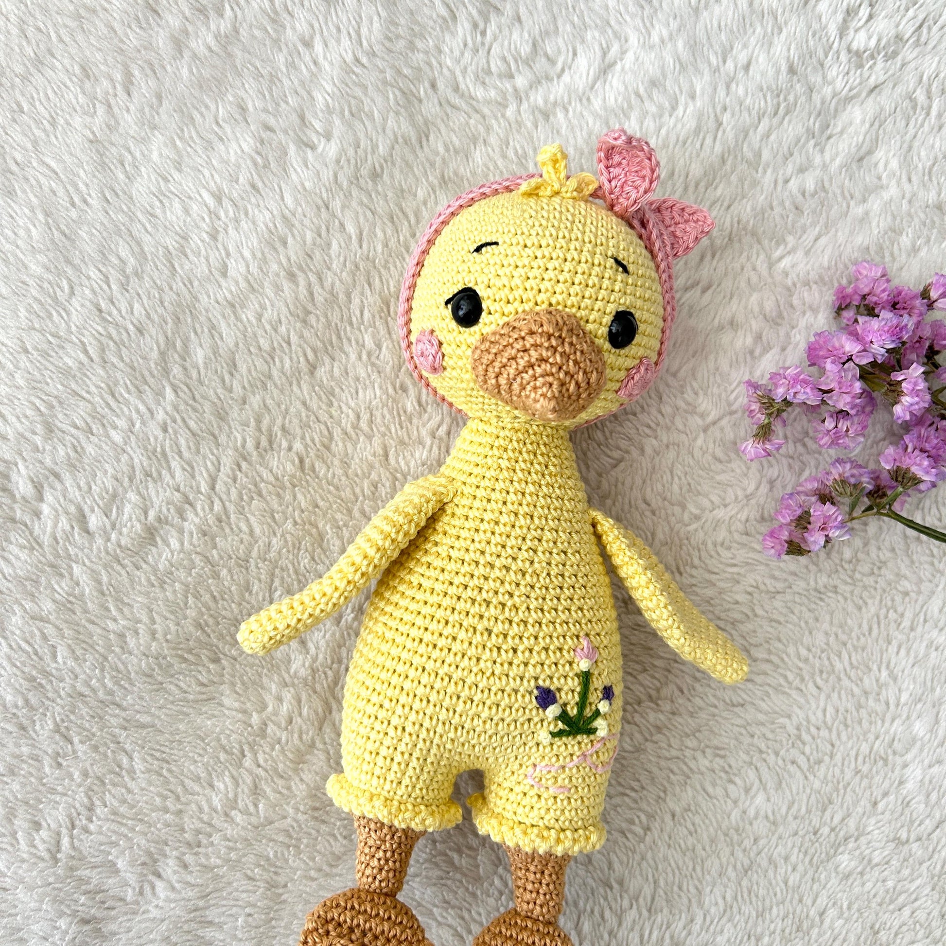 Crochet Duck Amigurumi: Handmade Organic Cotton Baby Toy