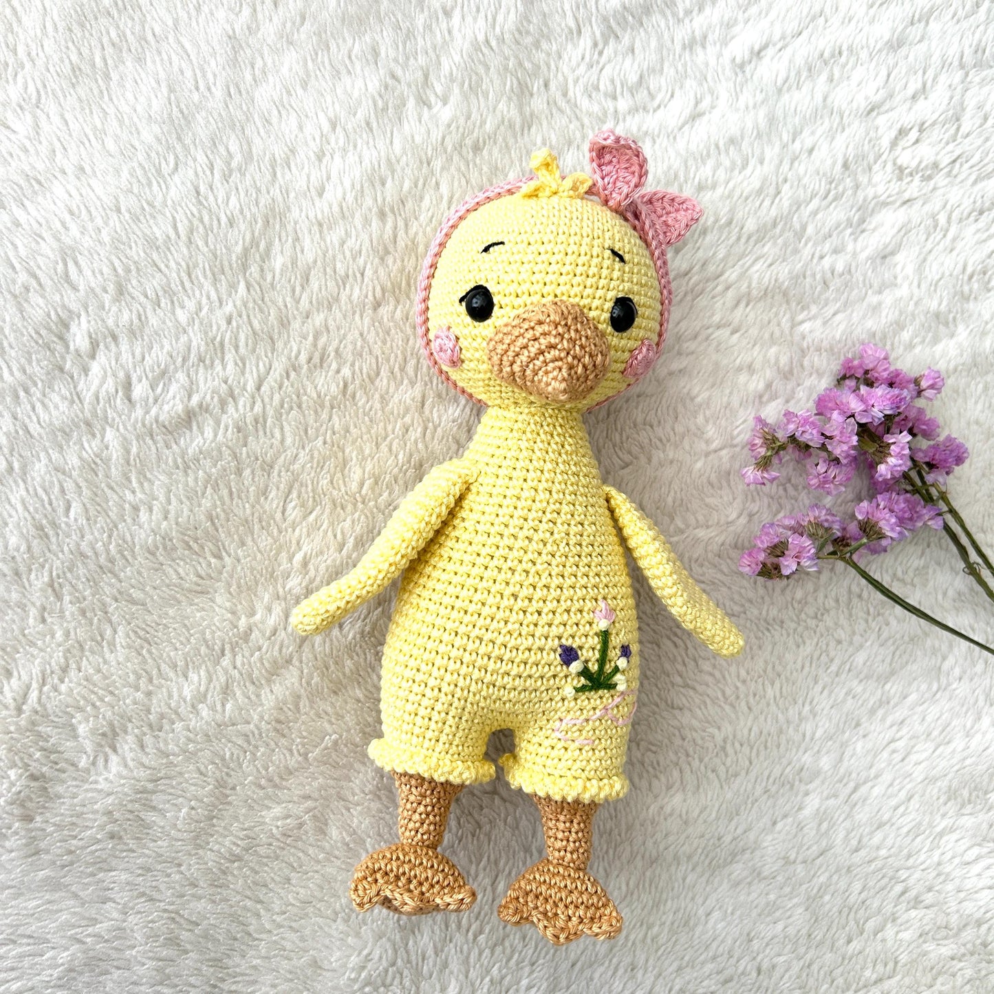 Crochet Duck Amigurumi: Handmade Organic Cotton Baby Toy
