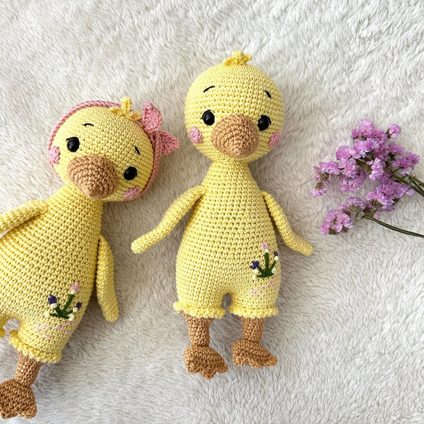 Crochet Duck Amigurumi: Handmade Organic Cotton Baby Toy