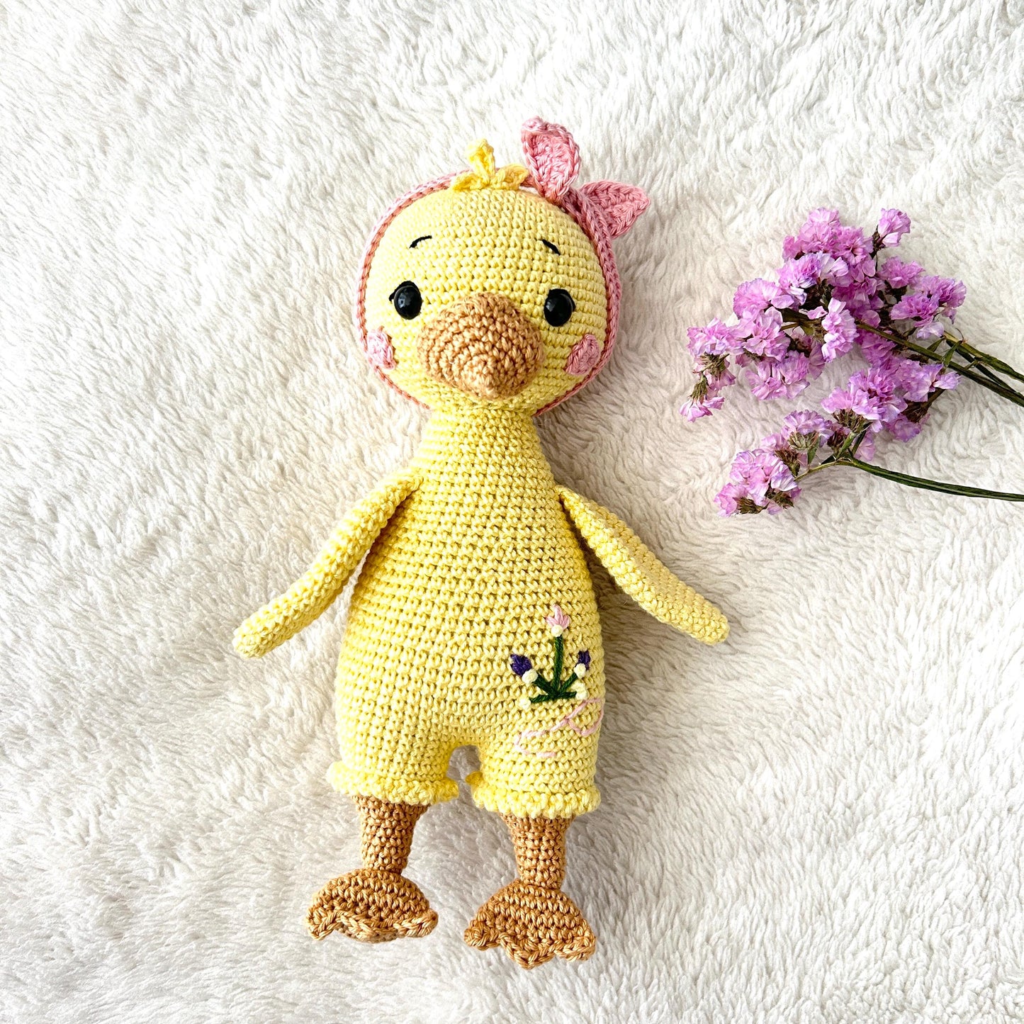 Crochet Duck Amigurumi: Handmade Organic Cotton Baby Toy