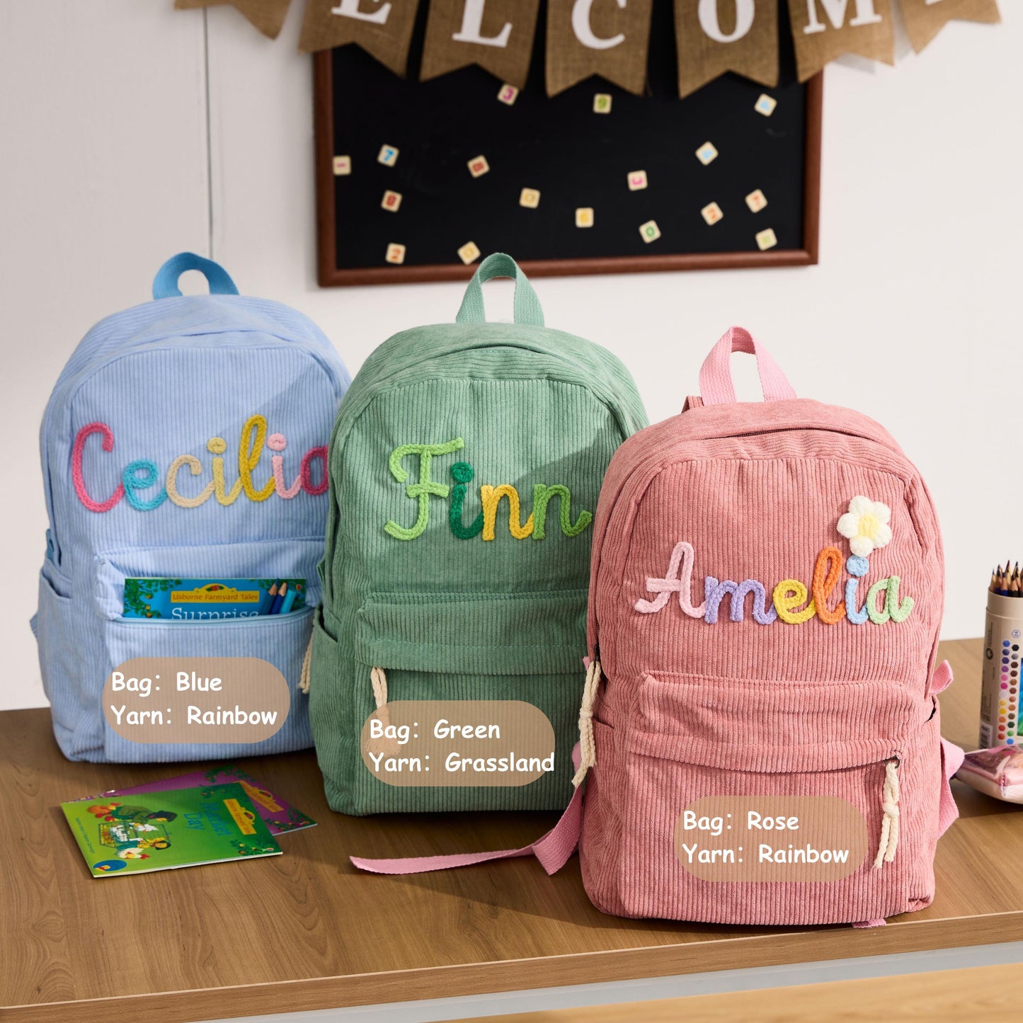 Custom Embroidered Name Backpack: Personalized School Bag,Back to School Kid Gift,Preschool School Bag, Backpack With Name, Christmas Gift