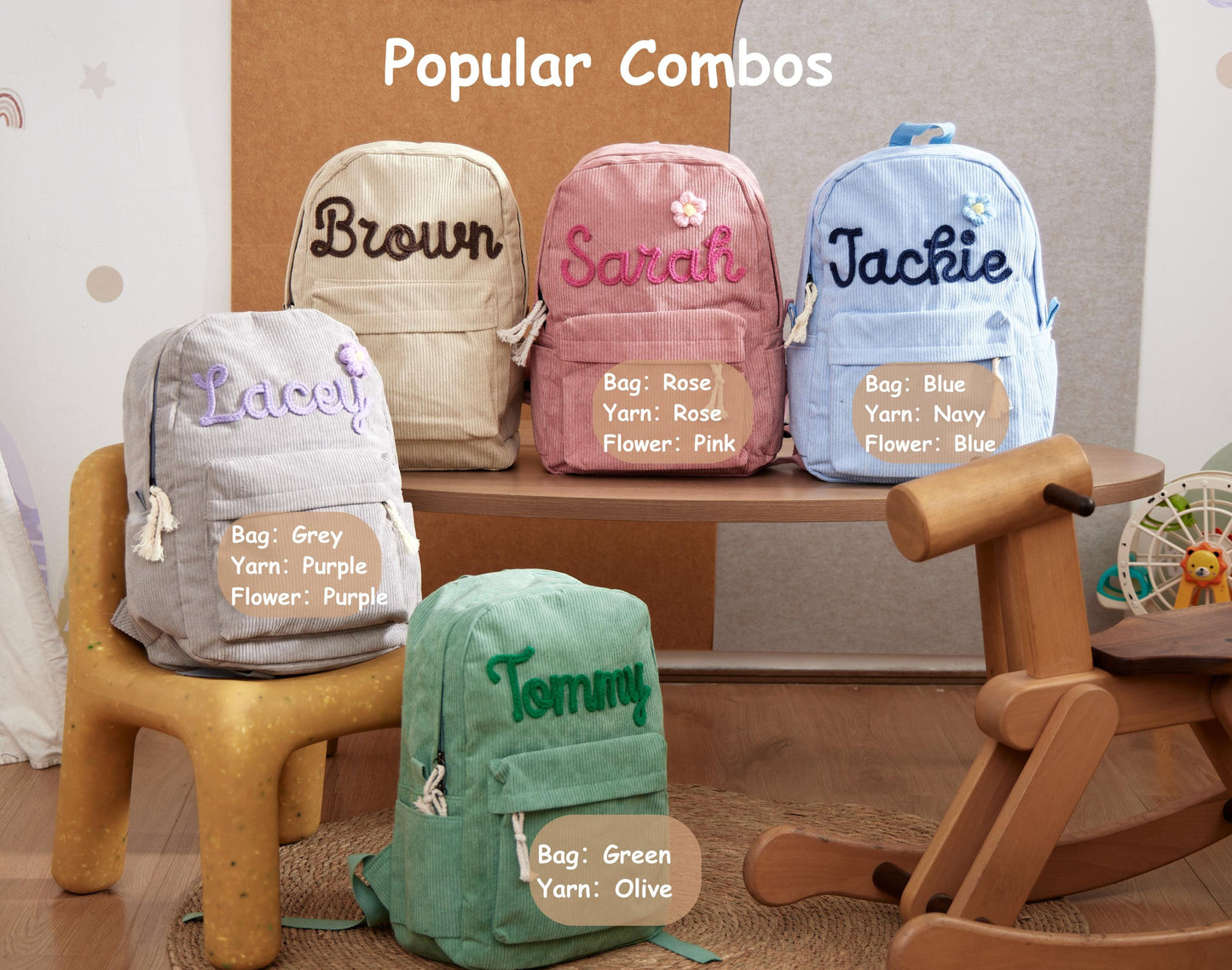 Custom Embroidered Name Backpack: Personalized School Bag,Back to School Kid Gift,Preschool School Bag, Backpack With Name, Christmas Gift