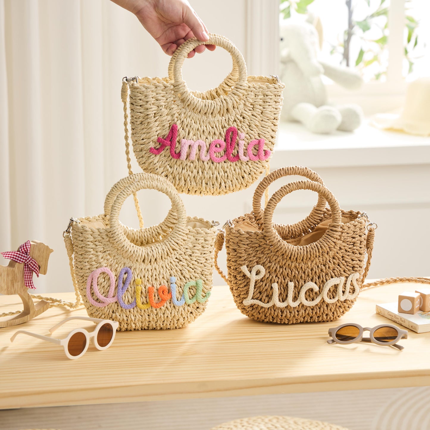 Custom Beach Straw tote bag,Personalized Beach tote Bag,Custom Straw Handbag,Custom Beach tote bag,Handwoven crossbody Bag, Back to School