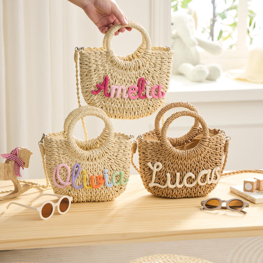 Custom Beach Straw tote bag,Personalized Beach tote Bag,Custom Straw Handbag,Custom Beach tote bag,Handwoven crossbody Bag, Back to School