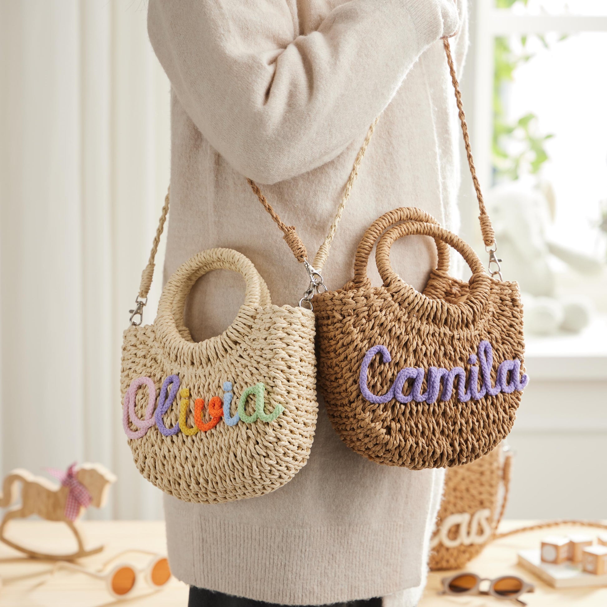 Custom Beach Straw Crossbody Bag,Personalized Beach Bag,Custom Straw Handbag,Custom Name Straw Bag,Handwoven Straw Bag,Easter Gift