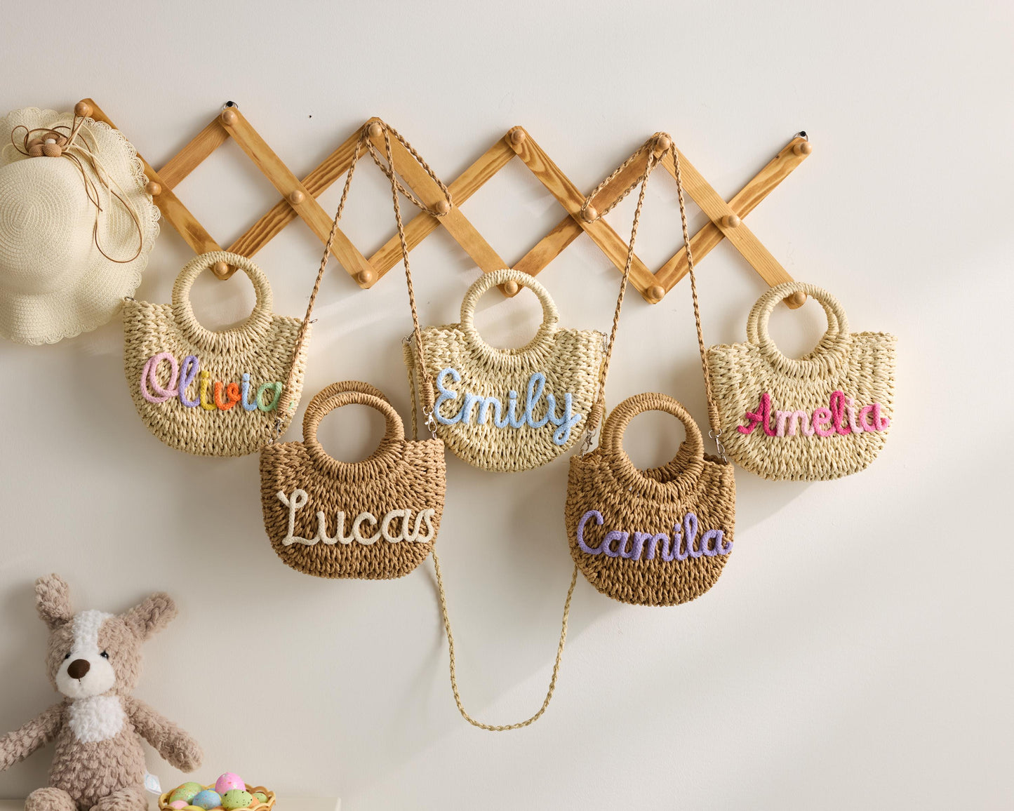 Custom Beach Straw Crossbody Bag,Personalized Beach Bag,Custom Straw Handbag,Custom Name Straw Bag,Handwoven Straw Bag,Easter Gift