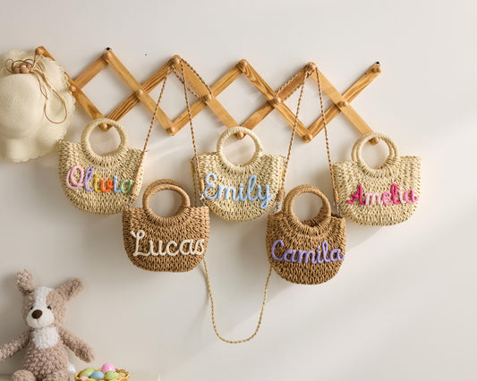 Custom Beach Straw Crossbody Bag,Personalized Beach Bag,Custom Straw Handbag,Custom Name Straw Bag,Handwoven Straw Bag,Easter Gift