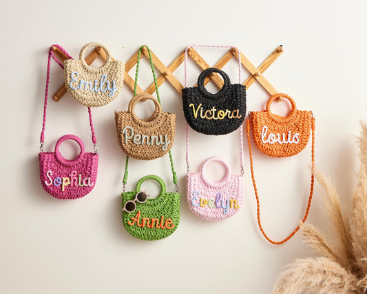 Custom Beach Straw Crossbody Bag,Personalized Beach Bag,Custom Straw Handbag,Custom Name Straw Bag,Handwoven Straw Bag,Easter Gift