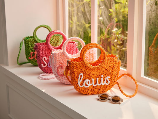 Custom Beach Straw Crossbody Bag,Personalized Beach Bag,Custom Straw Handbag,Custom Name Straw Bag,Handwoven Straw Bag,Easter Gift