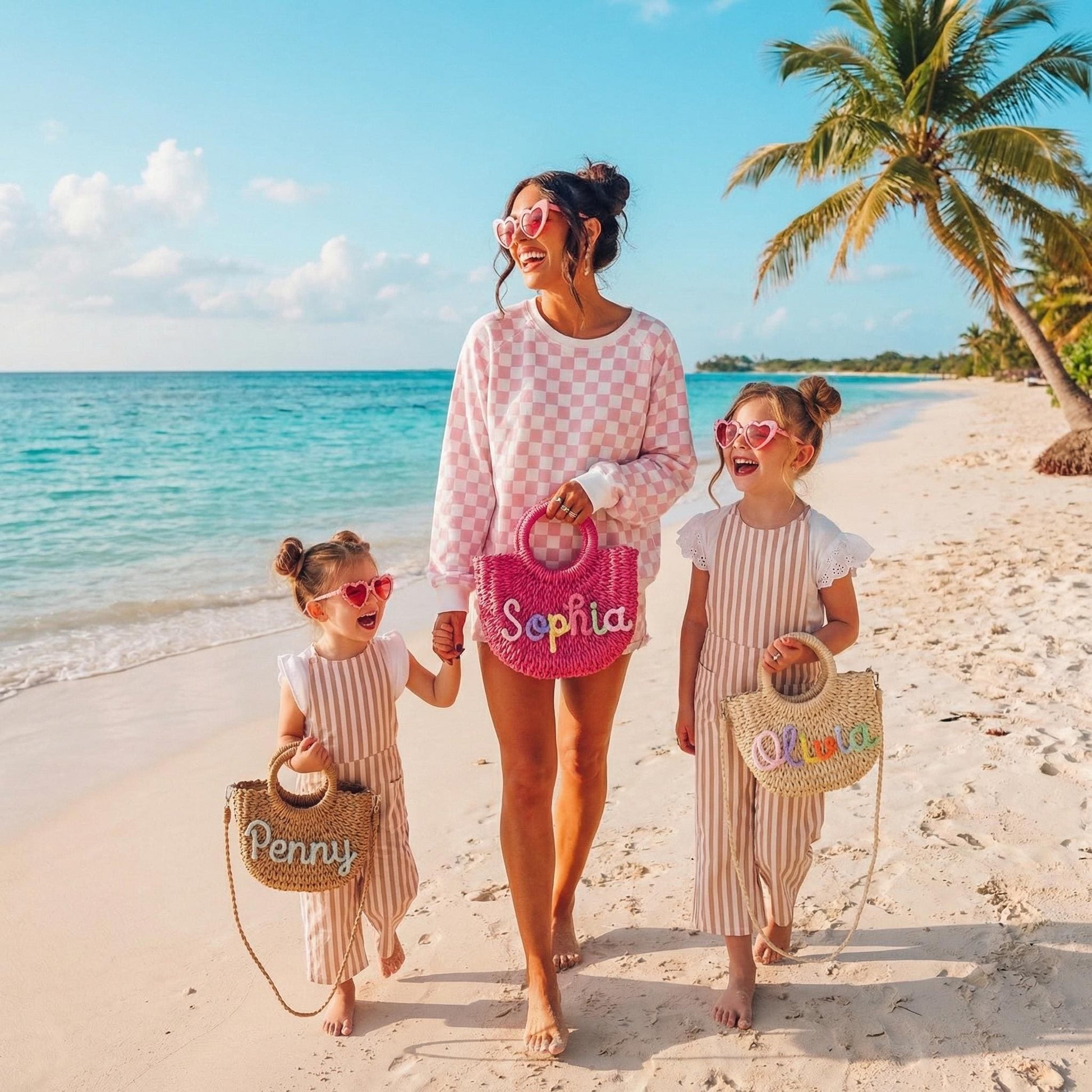 Custom Beach Straw tote bag,Personalized Beach tote Bag,Custom Straw Handbag,Custom Beach tote bag,Handwoven crossbody Bag,Mother's day Gift
