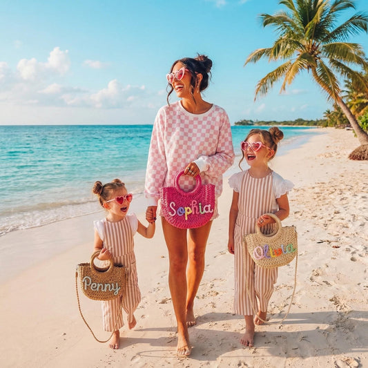 Custom Beach Straw tote bag,Personalized Beach tote Bag,Custom Straw Handbag,Custom Beach tote bag,Handwoven crossbody Bag,Mother's day Gift