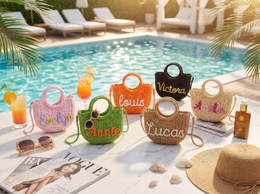 Custom Beach Straw tote bag,Personalized Beach tote Bag,Custom Straw Handbag,Custom Beach tote bag,Handwoven crossbody Bag,Summer Beach Bag