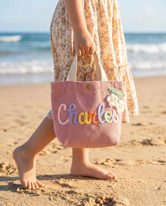 Personalized Name Tote Beach Handbag: Custom Children's Gift,Custom Name Tote Handbag,Baby Shower Gift, Children's name handbags,Summer Gift
